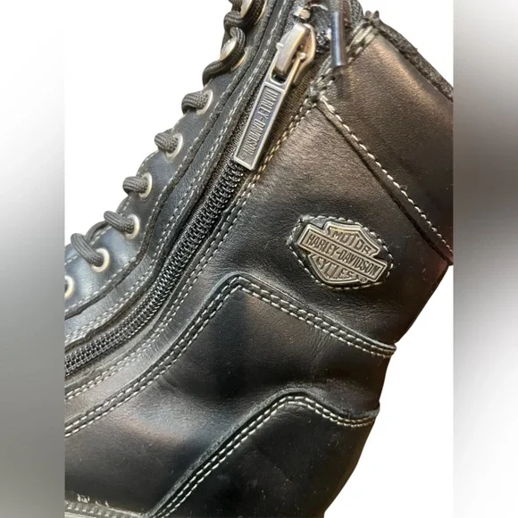 Harley-Davidson lace-up motorcycle boots with a side zipper - Picture 3 of 4